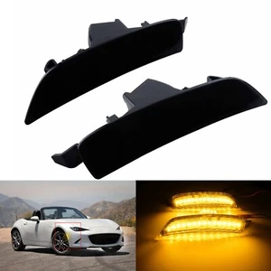 Smoke Lens Front Amber LED Signal Side Marker Lights For 16-21 Mazda Mx-5 Miata - Foto 1 di 14