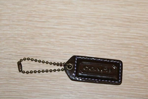 COACH Brown Patent Leather Purple Stitch Replacement Purse Handbag HangTag Charm - Picture 1 of 3