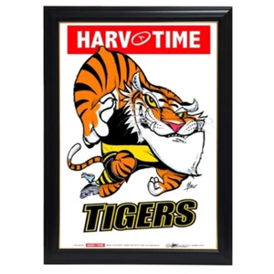 Richmond Tigers Mascot Print, Harv Time Print Framed - Bild 1 von 1