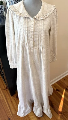 Vintage Laura Ashley Gown Cotton Mini Print Floral Prairie Cottagecore Med - Image 1 of 4