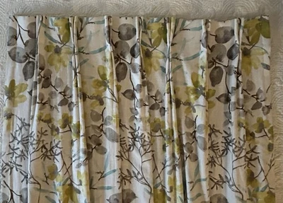 Custom Drapery Panels Pair 90”L Pretty “Watercolor” Design Pinch Pleats Lined - Image 1 of 4