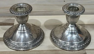 Soportes de candelabro con peso corona vintage de plata de ley 674 gramos (1,485 libras) - Imagen 1 de 7