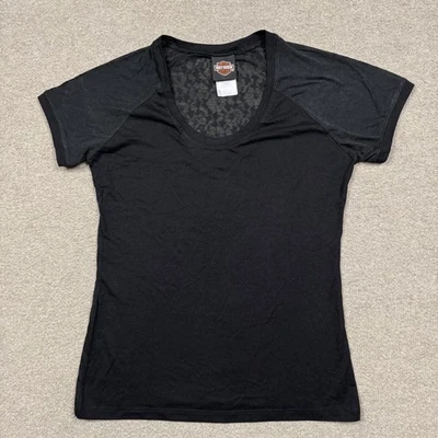 Harley Davidson Para Mujer Talla M Negra Manga Corta Moto Gráfico De Colección Y2k Foto 1 de 4