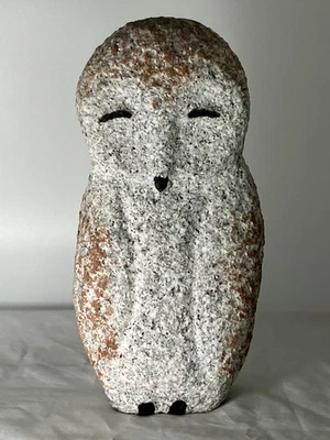 猫头鹰花岗岩灰色石头雕塑手工日本花园鸟 — 第 1/4 张图片