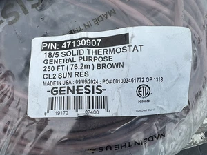 Genesis 18/5 Thermostat Wire 250'7 brown CL2 SUN RES 47130907 General Purpose - Picture 1 of 4