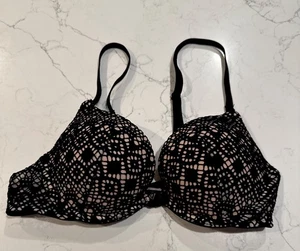 Victoria's Secret Push Up BH Taube schwarz Spitze Größe 34B - Bild 1 von 7