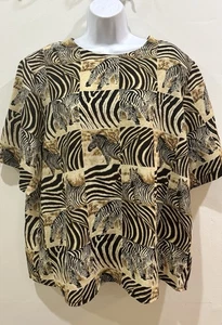 Vintage Women’s Grove Avenue Zebra Safari Animal Print Blouse Plus Size 18w - Picture 1 of 12