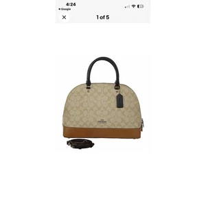 Borsa a mano Coach Signature Dome borsetta marrone beige pelle incrociata - Foto 1 di 7
