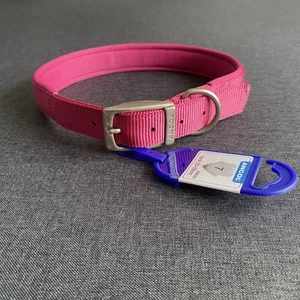 Ancol Dog Collar Pink 50-59cm Pink Padded Nylon Heritage D Ring Logo ID Loop - Picture 1 of 7