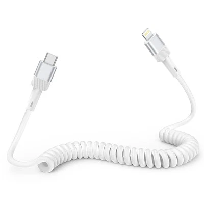 Spiralkabel USB C Light-ning Kabel, iphone Ladekabel MFi Certified Carplay - Bild 1 von 4