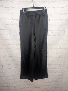 Skims sportliche Satin Straight Leg Lounge PJ Hose "Onyx" Gr. XS Taschen - Bild 1 von 8