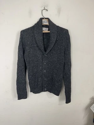 原装企鹅男式开衫毛衣中号披肩领深灰色爸爸有斑点 — 第 1/4 张图片