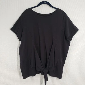 Anybody gemütliches Stricktop Damen XL schwarz Faux Wickeloptik vorne zum Binden Freizeit Loungewear kastig - Bild 1 von 20