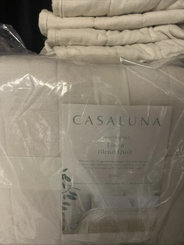 Casaluna King Heavyweight Linen Blend Quilt Natural Fast Same