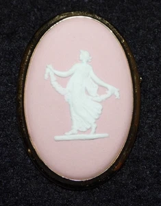 Vintage Wedgwood Rosa Jasperware Brosche/Kamee Oval Made In England - Bild 1 von 5