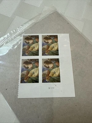 US Stamp ANGEL WITH LUTE Plate Block of 4 Sealed In Original Package 2010 - Image 1 of 4