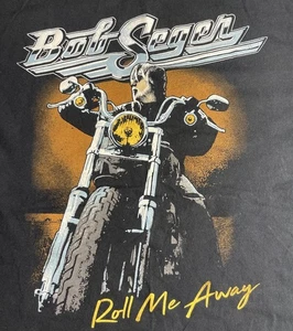 Bob Seger Roll Me Away Tour 2019 Double Sided Black T Shirt Motorcycle Sz XL - Picture 1 of 6