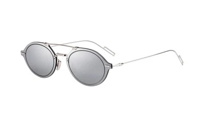 Óculos de sol Dior oval DiorChroma3 010 cinza paládio prata lente espelhada 64mm - Imagem 1 de 2