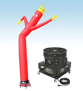 Tubo inflable publicitario hombre 18 pies rojo inflable ondulado mosca chico con soplador - Imagen 1 de 4