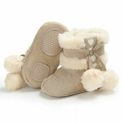 Zapatos de Cuna Bebé Cálidos Niños Botas de Nieve Recién Nacido Botas Invierno Niñas Suela Suave 0-18M Foto 1 de 4