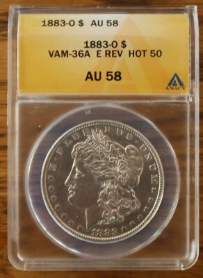 1883 O ANACS AU 58  VAM 36A Dbld 18-3, Partial E Rev, Hot 50 & Elite Clash Lists - Image 1 of 4