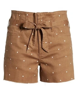 Pantalones cortos de mezclilla marrón con cinturón a lunares TINSEL para mujer talla 29 nuevos con etiquetas - Imagen 1 de 10