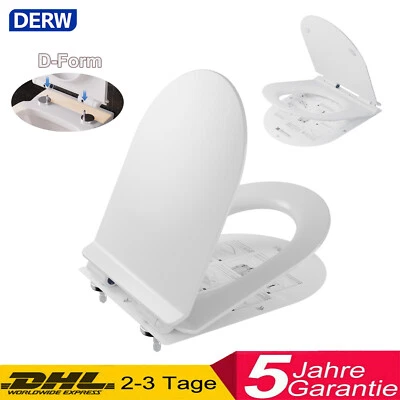Toilettendeckel mit Absenkautomatik WC Sitz aus Duroplast D Form Solfclose Sitz - Bild 1 von 4