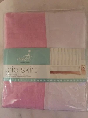 NWT Aden By Aden + Anais Pink White Crib Skirt - Photo 1/4