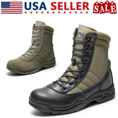 Botas de trabajo tácticas militares para hombre con cremallera lateral Botas de combate de motocicleta Foto 1 de 4