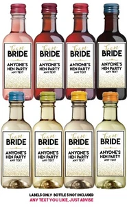 8 PERSONALISED Mini Wine Bottle Label Thank You Gift Wedding Bridesmaid Hen Do - Picture 1 of 4