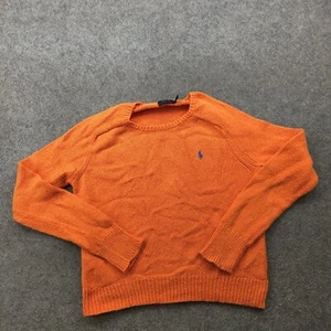 Polo Ralph Lauren Sweater Boys Large Orange Pony Embroidered Crew Neck Cotton - Picture 1 of 8