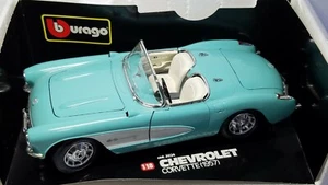 1/18 BBURAGO 1957 CHEVROLET CORVETTE TEAL & WHITE - Picture 1 of 8