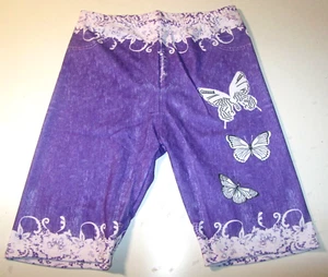 GIRLS STRETCH SHORTS W/ BUTTERFLIES & FAUX POCKETS PURPLE MEDIUM NEW WITH TAG!!! - Picture 1 of 3