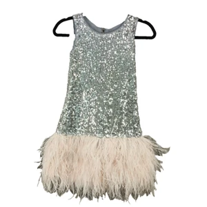 $230 New ZOE LTD Girls Sequin Embellished Pink Feather Party Dress Size 12 - Picture 1 of 11