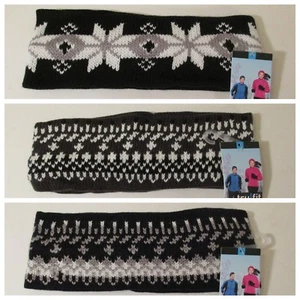 NWT Women's Trufit One Size Black White Gray Warm Knit Headband~Stays in Place - Picture 1 of 12