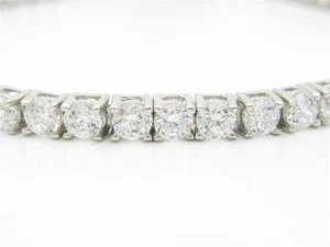 Platinum Sterling Silver Diamond Set White Sapphire Round Cut 7" Tennis Bracelet - Picture 1 of 1