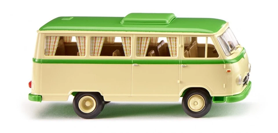 Wiking 027044 Borgward Autobus Campeggio B611 - Elfenbeinbeige/giallo-verde ho