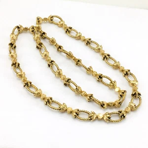 Collar 34 pulgadas de largo pesado ornamentado tono oro cadena metal vintage - Imagen 1 de 6