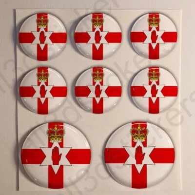 ALL3DSTICKERS Aufkleber Nordirland Flagge 3D Rund Gedomt Fahne 3D Kfz-Aufkleber