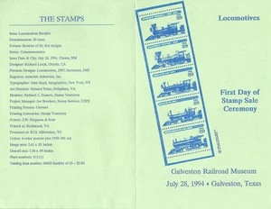 #2843-47 Program 29c Locomotives Galveston, TX Stamps - Picture 1 of 1