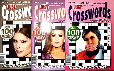 3 X Crossword Puzzle Books Mags Just Crossword - 300 + Puzzles Brand New • 6.99£