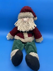 Soft Face Santa Plush Knobby Coat and Hat Corduroy Pants 18" Weighted Bottom - Picture 1 of 11