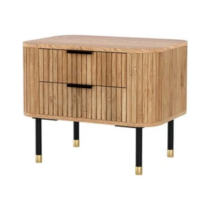 Artiss Bedside Table 2 Drawers Paulownia Wood Pine - Picture 1 of 7