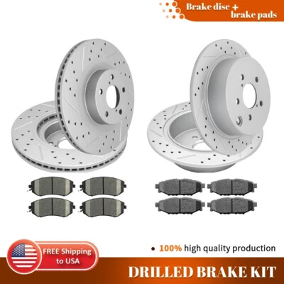 Front & Rear Disc Drilled Rotors Brake Pads Kit for Subaru XV Crosstrek Forester - Imagem 1 de 4