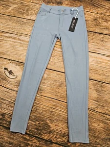 NWT Yelete Women's M Slate Gray 5Pocket Skinny Jeggings Stretch PullOn Cotton Bl - Picture 1 of 9