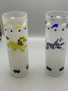 Libbey MCM Carousel MERRY Go Round 2 Glasses Tom Collins Frosted - Picture 1 of 4