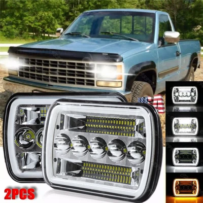 for Chevrolet K1500 K2500 K3500 1988-99 Pickup 5x7" 7x6" Led Headlight HI/Lo DRL - Image 1 of 4