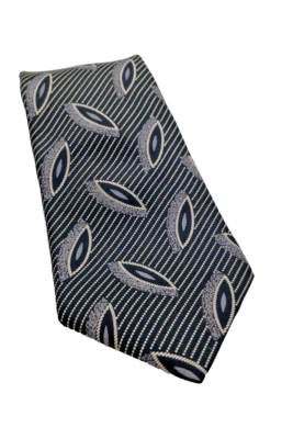 Corbata Mario Valentino 100% Seda Negra/Gris Hecha en EE. UU. 55x3,5 (116) Foto 1 de 4