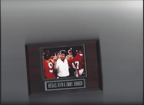 MICHAEL IRVIN & JIMMY JOHNSON PLAQUE FOOTBALL NCAA MIAMI HURRICANES Cover