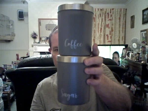 COFFEE AND SUGAR 2 STORAGE CANISTERS 750ML BIRTHDAY CHRISTMAS KITCHEN  - Picture 1 of 1